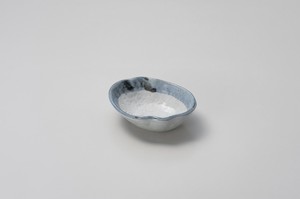 藍虹味 波型楕円4.0鉢【日本製　磁器】