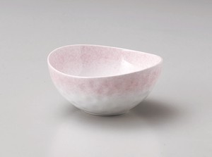 ピンク吹き楕円小鉢【日本製　強化磁器】