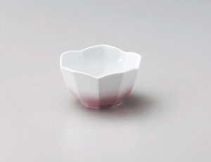 ピンク吹十角小鉢（大）【日本製　強化磁器】