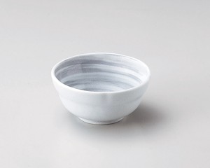 粉引グレー刷毛目3.8小鉢【日本製　磁器】