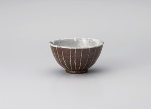 焼締彫十草新飯碗【日本製　陶器】