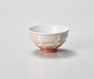 ピンク吹水玉茶碗【日本製　陶器】