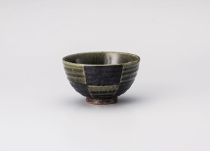 織部市松茶碗【日本製　陶器】