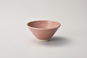 Rice Bowl Pink Pottery L size Made in Japan