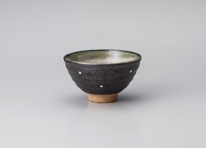 黒伊賀ドット茶碗【日本製　陶器】