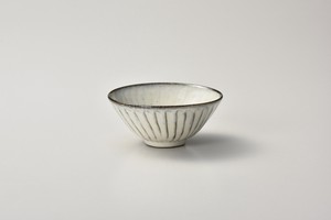 黒陶粉引平茶碗【日本製　陶器】
