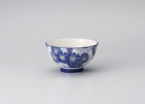 華々ブルー高台茶碗【日本製　陶器】