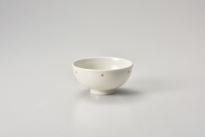 ドット（ピンク）軽量茶碗【日本製　磁器】