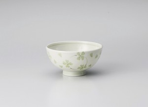 クローバーグリーン茶碗（軽量）【日本製　磁器】