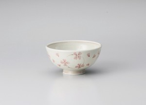 Rice Bowl Porcelain Pink Clover Made in Japan