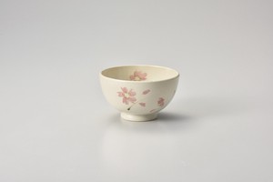 織部花ちらし（ピンク）軽量茶碗【日本製　陶器】