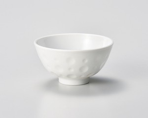 白ディンプル丸茶碗【日本製　磁器】