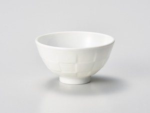 白ディンプル市松茶碗【日本製　磁器】