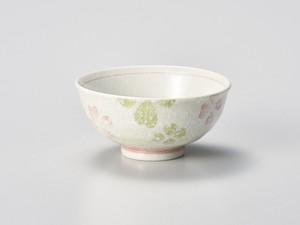 Rice Bowl Porcelain Pink Clover Made in Japan