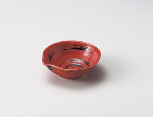 紅4.5片口鉢【日本製　磁器】