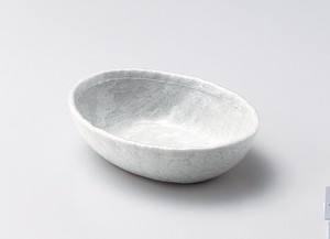 オフケ白ライン5.5楕円鉢【日本製　磁器】