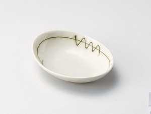 緑線楕円鉢【日本製　陶器】