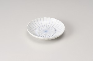 ピンストライプ菊型5.0皿【日本製　磁器】