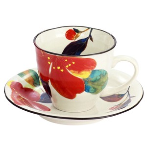 Mino Ware Hana Kairo Coffee Cup Plate Camellia 1