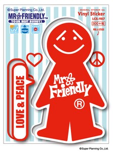 Mr.Friendly ステッカー 赤 ミスターフレンドリー ステッカー LCS987 キャラクター グッズ 2020新作