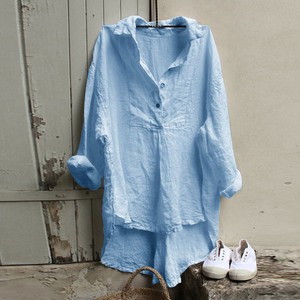 Button Shirt/Blouse Cotton Linen NEW