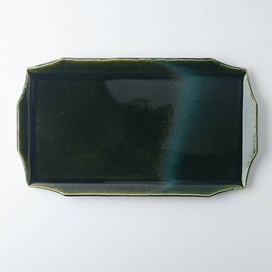 Mino ware Main Plate Green 29 x 16cm Made in Japan