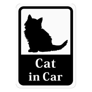 Cat in Car 「長毛子猫」 車用ステッカー (マグネット)