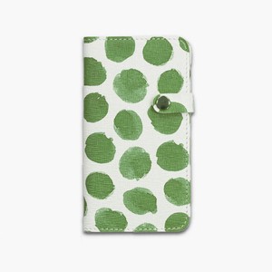 【ToocTooc】本革 iPhoneケース（Lime）手帳型 スマホケース 水玉 レディース グリーン