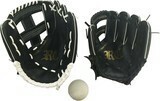 Baseball Parent And Child Glove Set Ball Attached Black