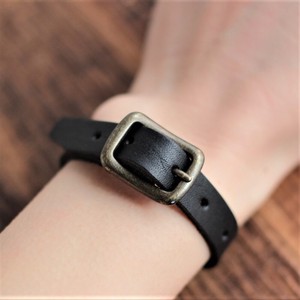 Leather Bracelet Natural Genuine Leather Simple 5-colors Made in Japan