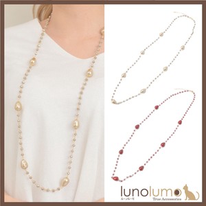 Necklace Pearl Pearl Ladies Long Necklace Elegant Gold Red