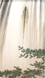 【受注生産のれん】「鈴木松年＿瀑布登鯉図」85x150cm【日本製】和風 コスモ 目隠し
