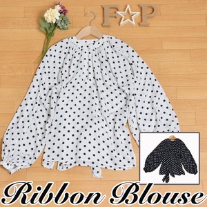 Button Shirt/Blouse Mixing Texture Ladies' 9/10 length