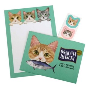 【レターセット】フェリシモ猫部 ミニレターセット 264グリーン