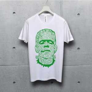 bombing アート デザイン　ホワイト Tシャツ　デザイン名【 THE MAZE 】グリーン