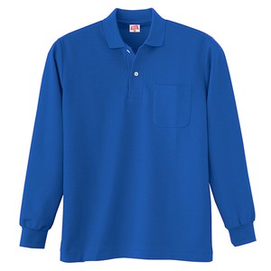 200　ヘビーウェイト　長袖ポロシャツ(ポケット付き)　Rブルー