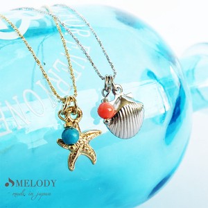 Turquoise/Lapis Lazuli Gold Chain Necklace Star Jewelry Fish Starfish Made in Japan