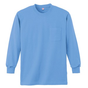 4022　長袖Tシャツ(ポケット付き)　ブルー