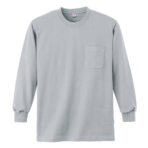 4022　長袖Tシャツ(ポケット付き)　杢グレー