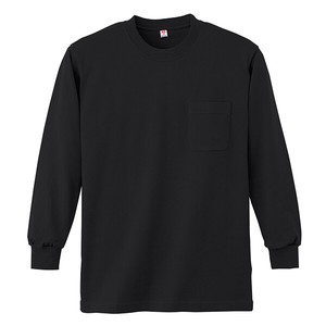 4022　長袖Tシャツ(ポケット付き)　ブラック