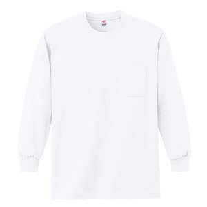4022　長袖Tシャツ(ポケット付き)　ホワイト
