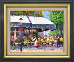 油絵 オイルペイントアート 山下 大希　街角のカフェ　F6(R1027)