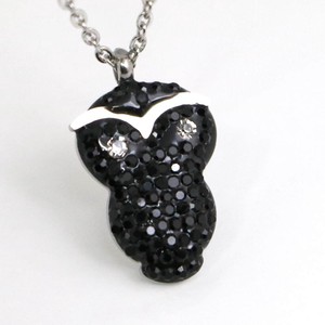 Stainless Steel Pendant Necklace Stainless Steel Owl black