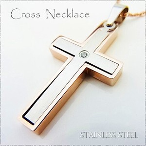 ステンレス ネックレス 十字架 クロス シルバー ピンクゴールド レディース メンズ アクセサリー