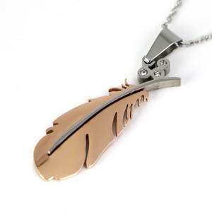 Stainless Steel Pendant Necklace Pink Stainless Steel Feather Ladies' Men's