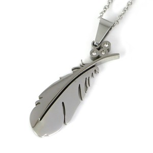 Stainless Steel Pendant Necklace sliver Stainless Steel Feather Ladies' Men's