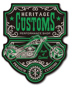 バイカーステッカー バイク ハーレー ヘルメット HERITAGE CUSTOMS BK031 車 屋外OK 2020新作