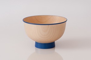 Iroha Colorful Soup Bowl Blue rim Japanese maple Kaede