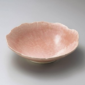 彩りピンク花型8.0盛鉢　25.5×6.8cm