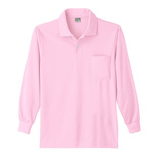 9007　DRY 長袖ポロシャツ　ピンク